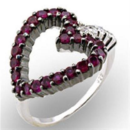 Picture of 32511 - 925 Sterling Silver Ring Rhodium + Ruthenium Women Synthetic Ruby