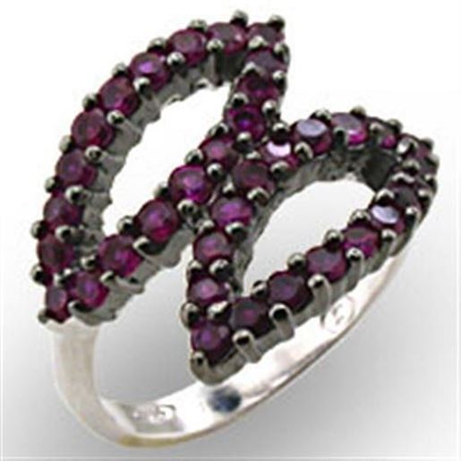 Picture of 32512 - 925 Sterling Silver Ring Rhodium + Ruthenium Women Synthetic Ruby