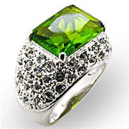 Picture of 32707 - Brass Ring Rhodium Women Synthetic Peridot