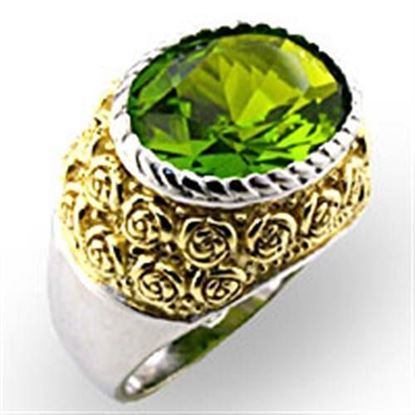 Picture of 32804 - 925 Sterling Silver Ring Reverse Two-Tone Women Synthetic Peridot