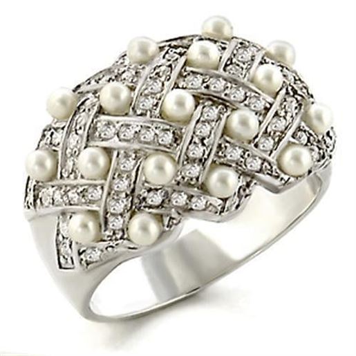 Picture of 32819 - 925 Sterling Silver Ring High-Polished Women Synthetic White