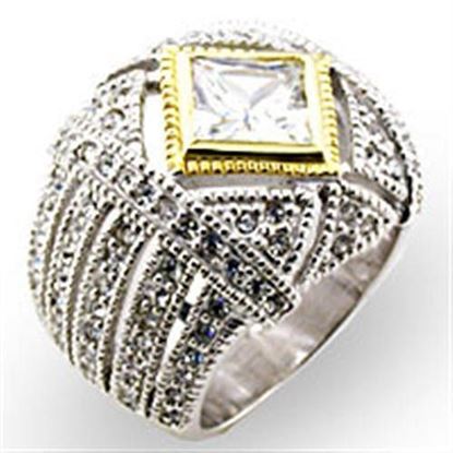 Picture of 32827 - 925 Sterling Silver Ring Reverse Two-Tone Women AAA Grade CZ Clear