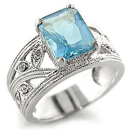 Picture of 32835 - 925 Sterling Silver Ring High-Polished Women Synthetic Sea Blue