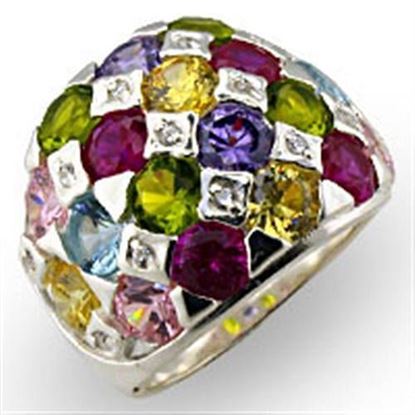 Picture of 32906 - 925 Sterling Silver Ring High-Polished Women AAA Grade CZ Multi Color