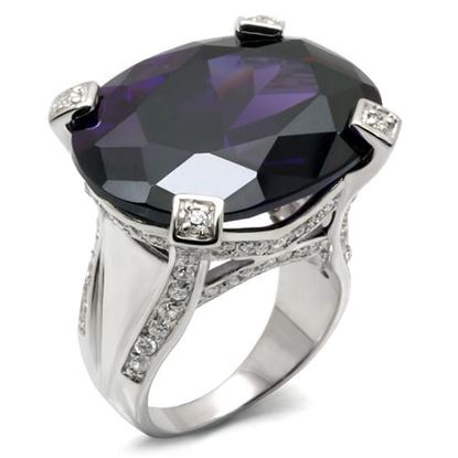 Picture of 32926 - 925 Sterling Silver Ring High-Polished Women AAA Grade CZ Amethyst