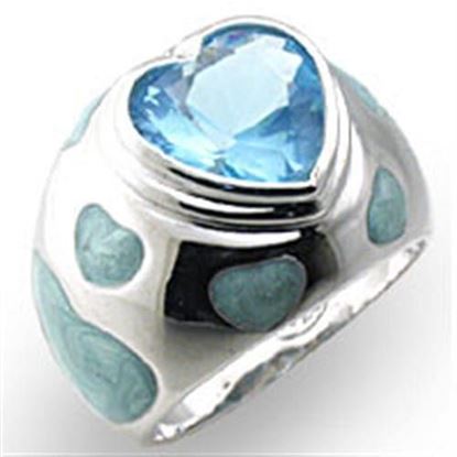 Picture of 33923 - 925 Sterling Silver Ring High-Polished Women Synthetic Sea Blue