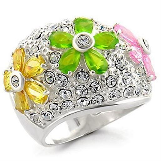 Picture of 34015 - 925 Sterling Silver Ring High-Polished Women AAA Grade CZ Multi Color