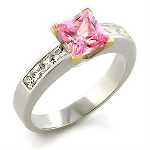 Picture of 34104 - 925 Sterling Silver Ring Reverse Two-Tone Women AAA Grade CZ Rose