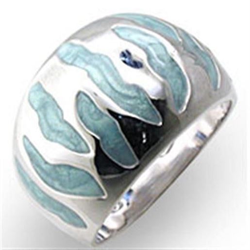 Picture of 34205 - 925 Sterling Silver Ring High-Polished Women Epoxy Sea Blue