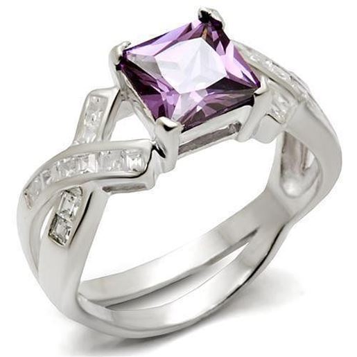 Picture of 34403 - 925 Sterling Silver Ring High-Polished Women AAA Grade CZ Amethyst