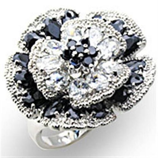 Picture of 34432 - 925 Sterling Silver Ring High-Polished Women AAA Grade CZ Jet