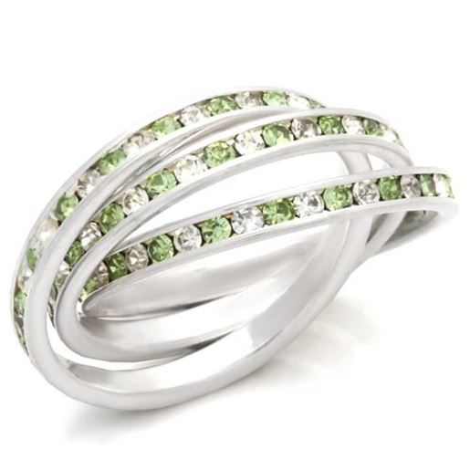 Picture of 35108 - 925 Sterling Silver Ring High-Polished Women Top Grade Crystal Peridot