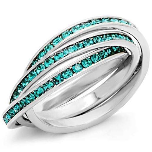 Picture of 35117 - 925 Sterling Silver Ring High-Polished Women Top Grade Crystal Emerald