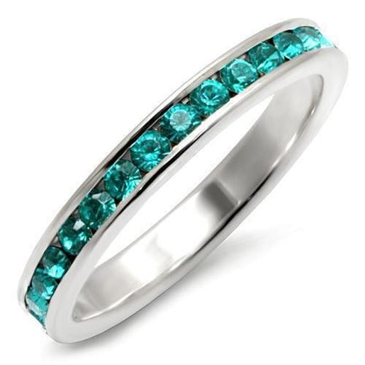 Picture of 35148 - 925 Sterling Silver Ring High-Polished Women Top Grade Crystal Blue Zircon