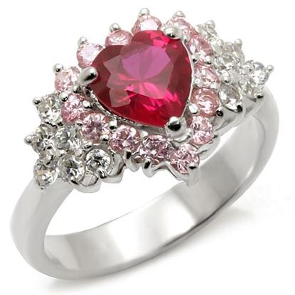 Picture of 35701 - 925 Sterling Silver Ring High-Polished Women Synthetic Ruby