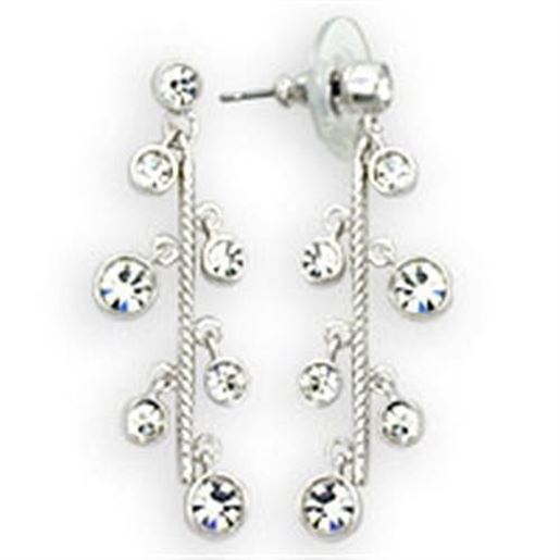 Picture of 36409 - 925 Sterling Silver Earrings High-Polished Women Top Grade Crystal Clear