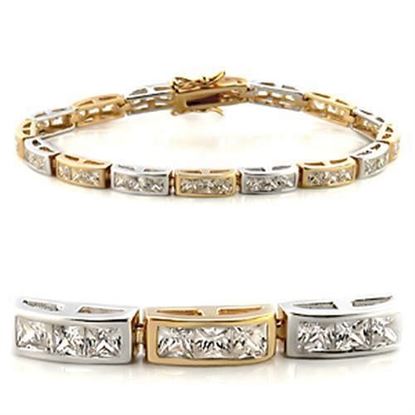 Picture of 36712 - Brass Bracelet Gold+Rhodium Women AAA Grade CZ Clear