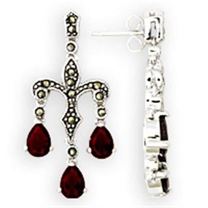 Picture of 36901 - 925 Sterling Silver Earrings Antique Tone Women AAA Grade CZ Garnet