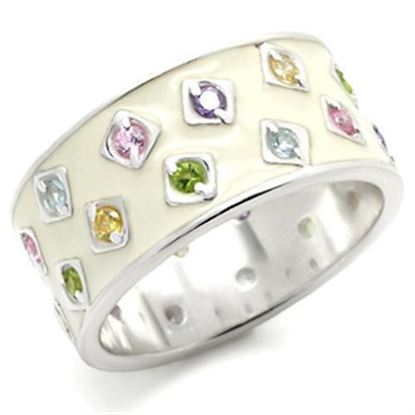 Picture of 37405 - 925 Sterling Silver Ring High-Polished Women AAA Grade CZ Multi Color