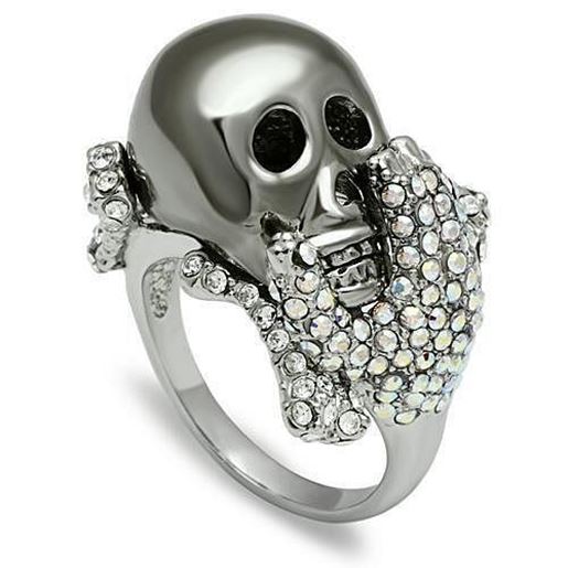 Picture of 3W006 - White Metal Ring Rhodium + Ruthenium Men Top Grade Crystal Aurora Borealis (Rainbow Effect)