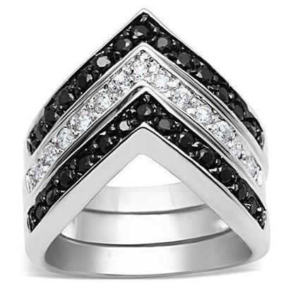 Picture of 3W028 - Brass Ring Rhodium+Hematite Women AAA Grade CZ Jet