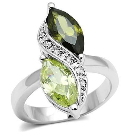 Picture of 3W033 - Brass Ring Rhodium Women AAA Grade CZ Multi Color