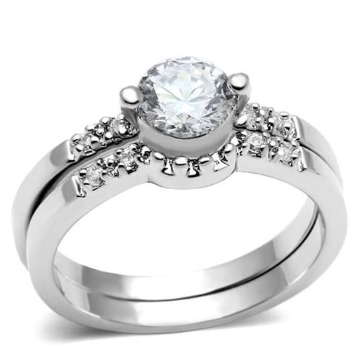 Picture of 3W044 - Brass Ring Rhodium Women AAA Grade CZ Clear