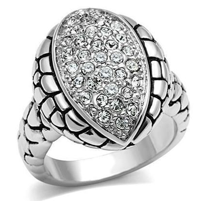 Picture of 3W058 - Brass Ring Rhodium Women Top Grade Crystal Clear