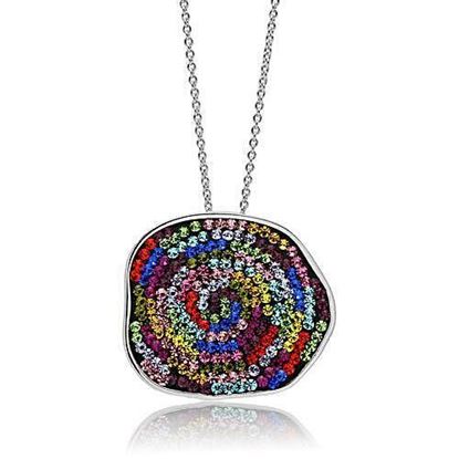 Picture of 3W071 - Brass Pendant Rhodium Women Top Grade Crystal Multi Color