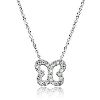 Picture of 3W078 - Brass Necklace Rhodium Women AAA Grade CZ Clear