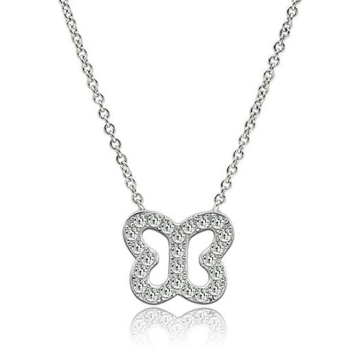 Picture of 3W078 - Brass Necklace Rhodium Women AAA Grade CZ Clear