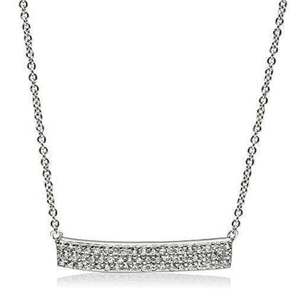 Picture of 3W079 - Brass Necklace Rhodium Women AAA Grade CZ Clear