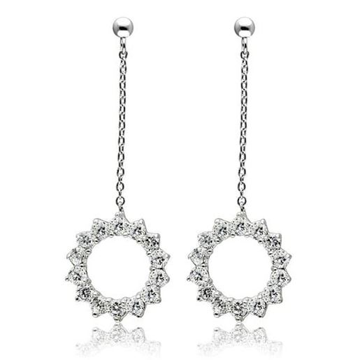 Picture of 3W081 - Brass Earrings Rhodium Women AAA Grade CZ Clear