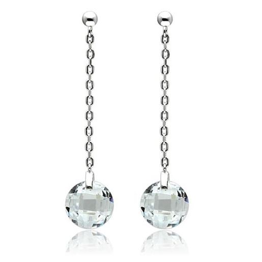 Picture of 3W082 - Brass Earrings Rhodium Women AAA Grade CZ Clear