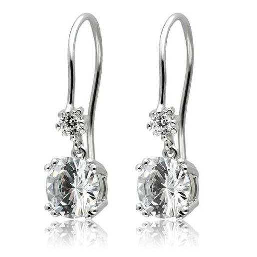 Picture of 3W085 - Brass Earrings Rhodium Women AAA Grade CZ Clear