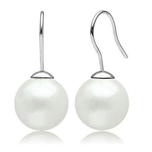 Picture of 3W087 - Brass Earrings Rhodium Women Synthetic White