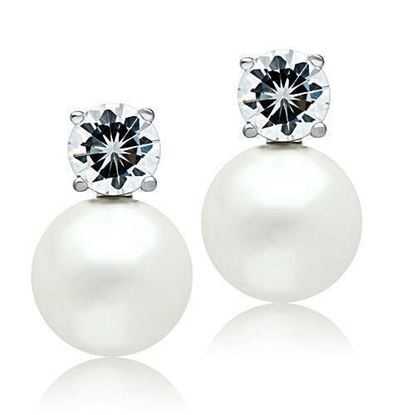 Picture of 3W088 - Brass Earrings Rhodium Women Synthetic White