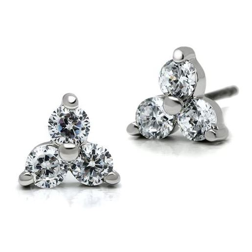 Picture of 3W097 - Brass Earrings Rhodium Women AAA Grade CZ Clear