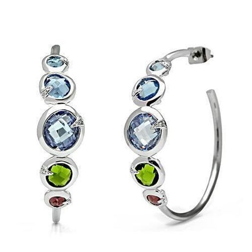 Picture of 3W098 - Brass Earrings Rhodium Women AAA Grade CZ Multi Color