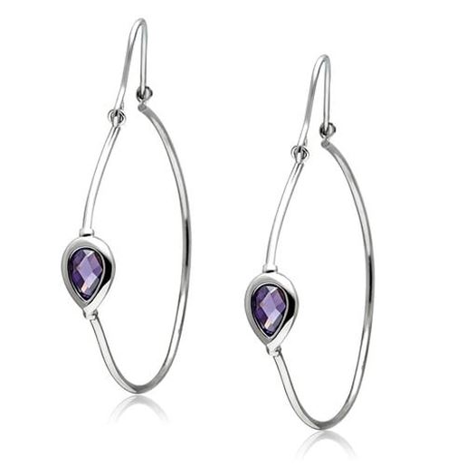 Picture of 3W099 - Brass Earrings Rhodium Women AAA Grade CZ Amethyst