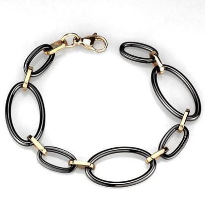 Picture of 3W1005 - Stainless Steel Bracelet IP Rose Gold(Ion Plating) Women Ceramic Jet