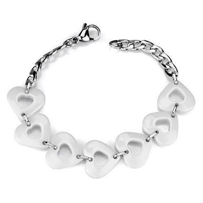 Picture of 3W1006 - Stainless Steel Bracelet High polished (no plating) Women Ceramic White