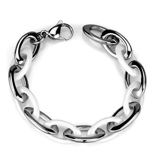 Picture of 3W1008 - Stainless Steel Bracelet High polished (no plating) Women Ceramic White