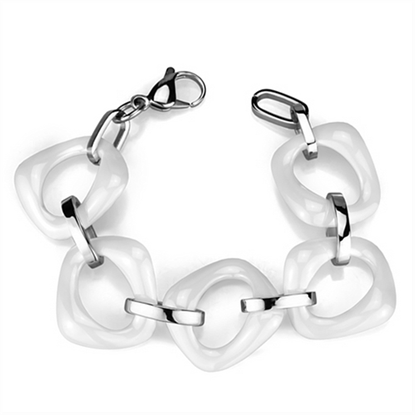 Picture of 3W1012 - Stainless Steel Bracelet High polished (no plating) Women Ceramic White