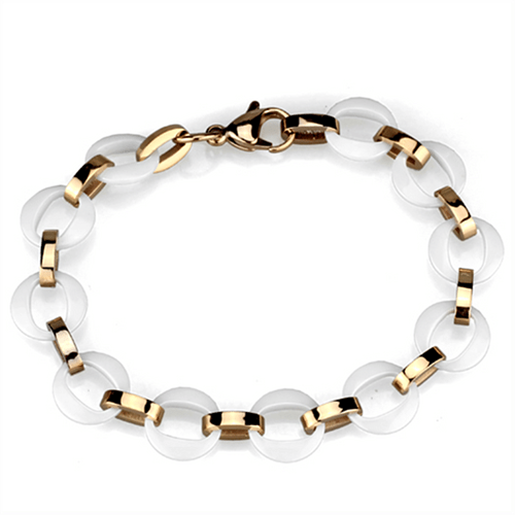 Picture of 3W1015 - Stainless Steel Bracelet IP Rose Gold(Ion Plating) Women Ceramic White