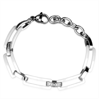 Picture of 3W1016 - Stainless Steel Bracelet High polished (no plating) Women Ceramic White