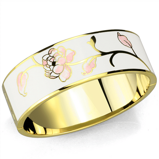 Picture of 3W1017 - White Metal Bangle Gold Women Epoxy White