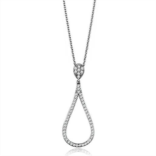 Picture of 3W1019 - Brass Chain Pendant Rhodium Women AAA Grade CZ Clear