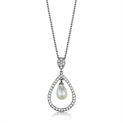 Picture of 3W1031 - Brass Chain Pendant Rhodium Women Synthetic White