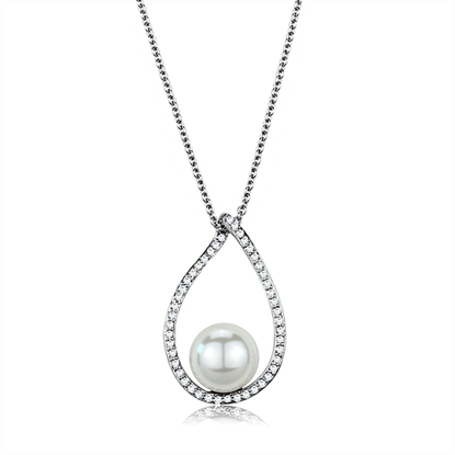 Picture of 3W1036 - Brass Chain Pendant Rhodium Women Synthetic White